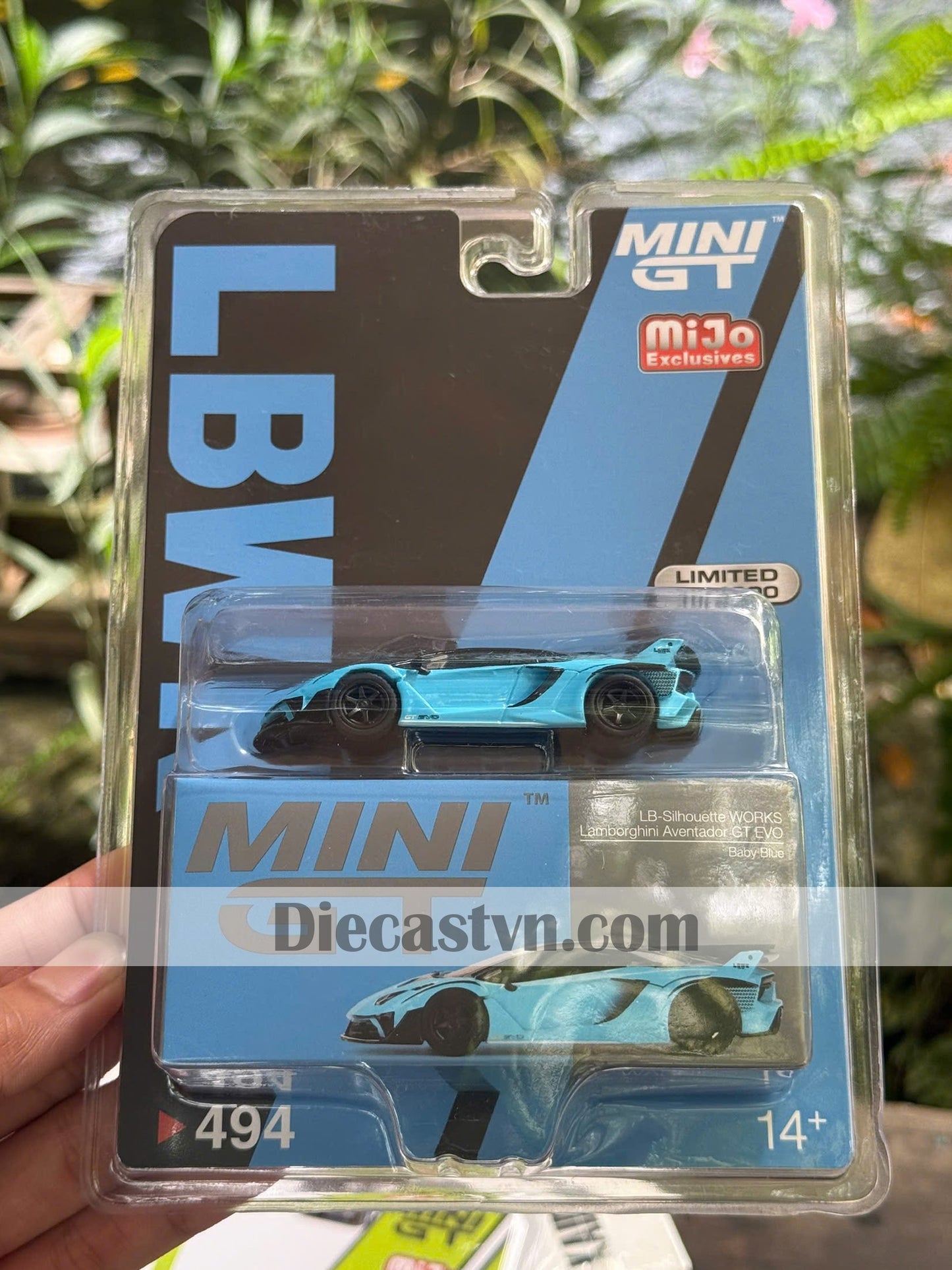 Mini GT MGT00494 Lamborghini LB-Silhouette WORKS Aventador GT EVO Baby Blue