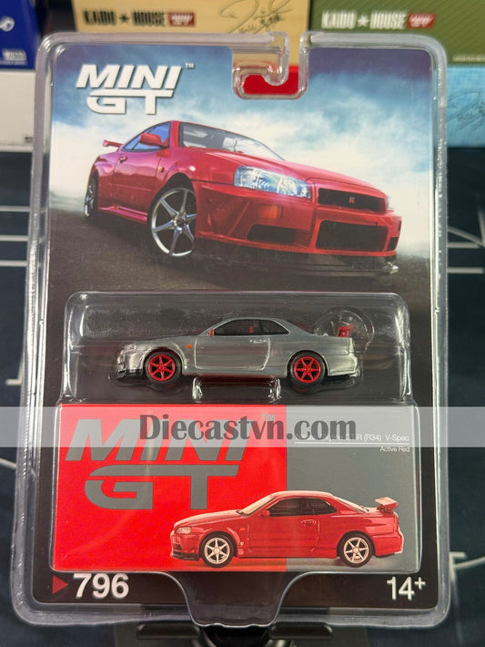 Mini GT MGT00796 Nissan Skyline GT-R (R34) V-Spec Active Red (Chase)