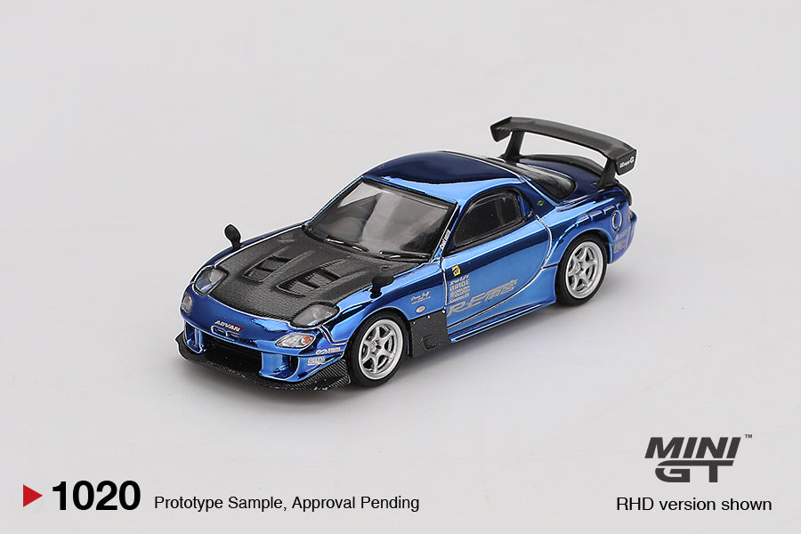 Mini GT MGT01020 Mazda RX-7 RE-Amemiya Chrome Blue Malaysia Diecast Expo 2025