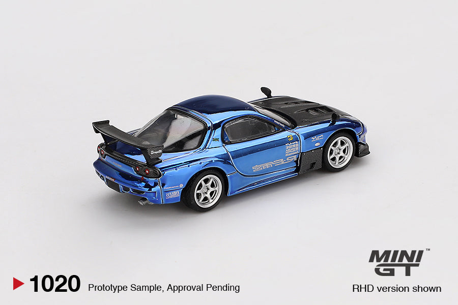 Mini GT MGT01020 Mazda RX-7 RE-Amemiya Chrome Blue Malaysia Diecast Expo 2025